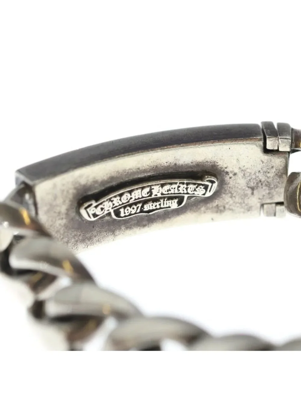 Chrome Hearts ID Floral Crs Cross ID Classic Link Bracelet Silver